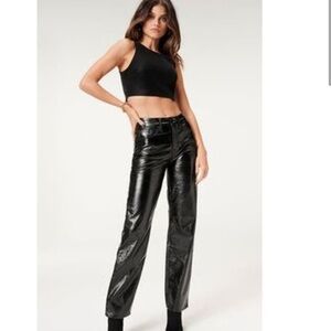 Good American GOOD CLASSIC TEXTURED VINYL PANTS black size 4